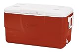 Coleman 50-Quart Cooler with Can Holder (Red)