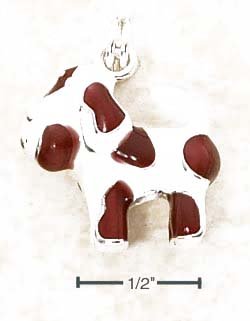 Sterling Silver Enamel Brown and White Mutt Puppy Dog Charm