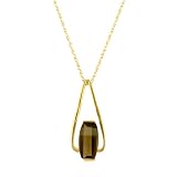 10k Yellow Gold Bridge Cut Smoky Quartz Pendant, 18