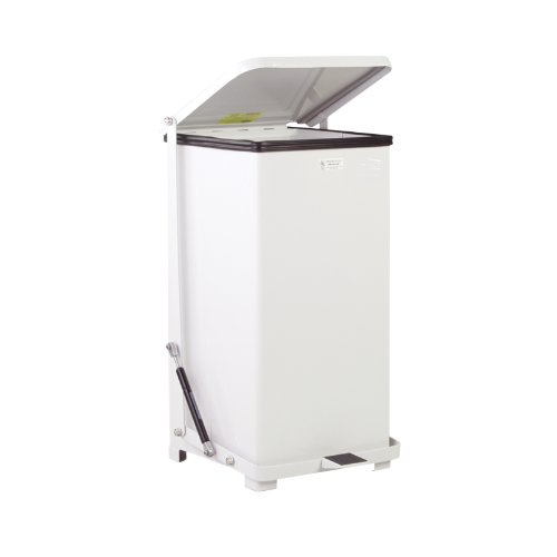 Rubbermaid Commercial Steel 24-Gallon The Silent Defenders Quiet Step Trash Can with Plastic Liner, Square, 15