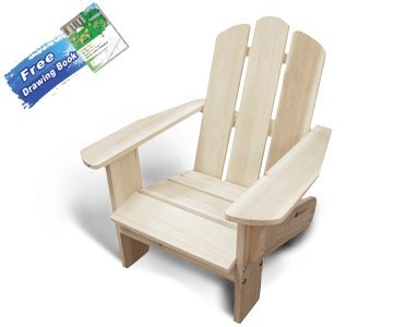 Lohasrus Kids Patio Chair 15007 - Non-toxic White Wash Painted Fir, for ages 2 to 5, Free Drawing Book