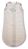 SwaddleDesigns Organic Cotton Flannel zzZipMe Sack - Pstl Pnk Dts & Hrts w/Pstl Pnk Trm (6-12 mnths)