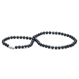 AA+ Quality, 18-inch, 6.0-6.5 mm, Black Akoya Pearl Necklace, 14k White Gold Clasp