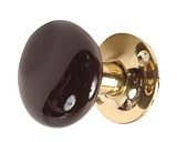 Tools & Hardware : Black Porcelain Knob & Unlacquered Stem 2"