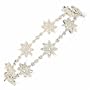 8 14k White Gold Diamond Flower Link Bracelet With Diamond Bezels