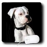 Dogs Boxer - White Boxer Uncropped Ears - Mouse Pads