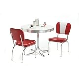 Retro Dinette Set in Bright Chrome Vinyl: Omni Scarlet