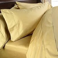 Two-LUXOR-1200 TC Pillow Cases-Gold Solid - Egyptian Cotton Set -- Size: standard