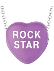 Sweethearts Enamel "Rock Star" Heart on 16" Necklace Pendant with Gift Box