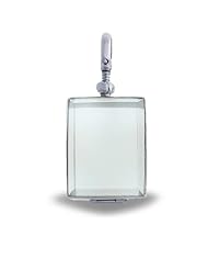 Sterling Silver Rectangle Shaped Glass Dome Locket Sterling Silver 3/4 Inch x 1 Inch