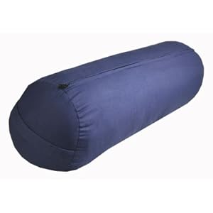 Round Yoga Bolster with Canvas Cover - 10 x 29, Blue