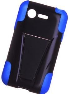 Dual Layer Protective Rugged Case, Black/Blue for LG Optimus Fuel L34C, Optimus Zone 2