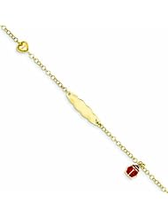Genuine 14K Yellow Gold Enameled Ladybug & Heart ID Bracelet 1 Gram Of Gold 100% Satisfaction Guaranteed.