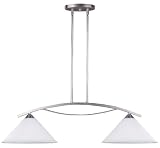 Canarm IPL293A02BPT Sawyer 2-Light Chandelier with Vitre Opal Matte Shades, Brushed Pewter