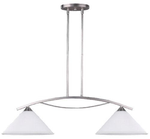 Canarm IPL293A02BPT Sawyer 2-Light Chandelier with Vitre Opal Matte Shades, Brushed Pewter