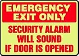 EMERGENCY AND FIRE E EMERGENCY EXIT ONLY SECURITY ALARM WILL SOUND IF DOOR IS OPENED 10
