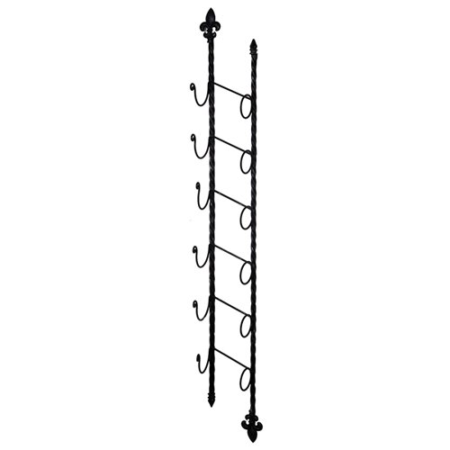 LADDER - Metal Wall Mounted 6 Bottle Wine Holder - Black