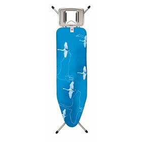 Brabantia Ironing Board with Steam Iron Rest, Size B, 124 x 38cm, 22mm Metallic Grey Frame, Swan Cover