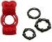 Hustler Novelties Twice The Love Red Vibrating Cock Ring Male Sex Toy Kit