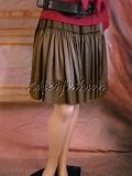 $895 New DONNA KARAN Olive Green Silk Satin Skirt L
