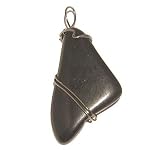 Jet Pendant 01 Wire Wrapped Black Crystal Protection Stone Gunmetal 2.5