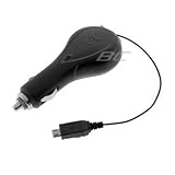 GTMax Black Rapid Retractable Car Charger for Verizon Samsung Fascinate Gal ....