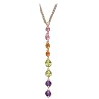 14K Yellow Gold Multicolor Dangle Pendant Necklace