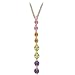 14K Yellow Gold Multicolor Dangle Pendant Necklace