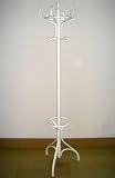 White Traditional Victorian Reproduction Birch Wood Coat Hat and Umbrella Stand with 12 Hooks 185cm High Rack Storage