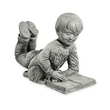 Moss Green Sammy Boy with Puppy Statue