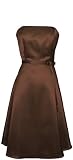 50's Strapless Satin Formal Bridesmaid Prom Dress, S, Chocolate