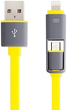 POLANFO 2 in 1 Dual Universal Micro USB Charging Cord &amp; Data Cable for Android and IOS for Apple iPhone 6 / 6 Plus / 5 / 5S / 5C, iPad, iPod, Samsung, HTC, Android, and all micro USB phones (Yellow)