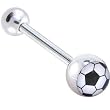 Large Soccer Ball Logo Barbell Tongue Ring