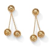 Gold Electroplate Filigree Ball and Chain Tailored Pierced Earrings