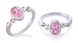 Oval Cut Pink CZ Ring Sterling Silver
