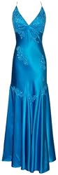 Satin Beaded Halter Prom Formal Gown Long Holiday Party Cocktail Dress Bridesmaid