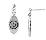 Stainless Steel Nfl Football Cz Pittsburgh Steelers Logo Earrings