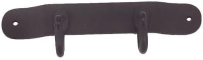 Black Wrought Iron Two Hook Bracket - 9 x 1.5 inch