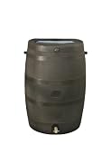 RTS Home Accents 5510-000900-5600 50-Gallon Rain Water Collection Barrel With Brass Spigot - Brown