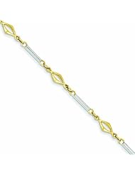 Genuine 14K Two-Tone Polished Fancy Link Bracelet 7 Inches 3 Grams Of Gold 100% Satisfaction Guaranteed.