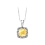 14K Yellow Gold and Sterling Silver ''Square'' Pendant with Chain