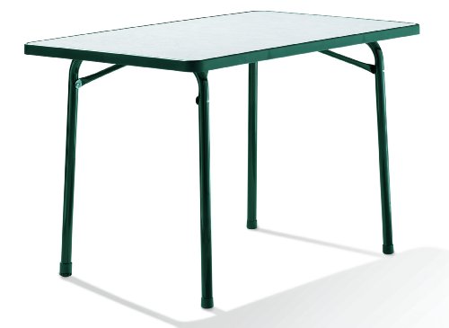 SIEGER 120/S Garten-Klapptisch, 115 x 70 cm, Stahlrohrgestell smaragdgrün, Mecalit-Pro-Tischplatte Marmordekor weiß, Tischhöhe ca. 72 cm