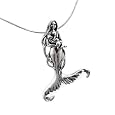 Mother Mermaid and Baby Seer`s Child Sterling Silver Pendant 18" Necklace