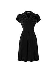 V-neck Pleated Vintage Cap Sleeves Knee Length Bridesmaid Dress/Party Dress 