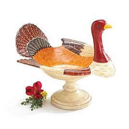Thanksgiving Turkey Pedestal Centerpiece Bowl Dish For Holiday Decor by Harvest Time Collection