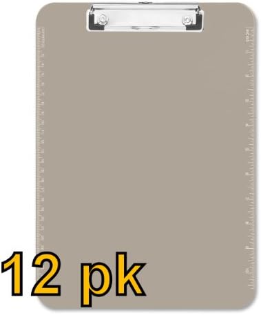 Value Pack of 12 - Low Profile Plastic Clipboards, letter size (Smoke)