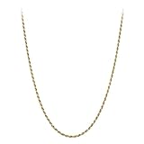 18k Gold Plated and Silver Diamond Cut Rope Chain Necklace, 36