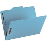 Smead Fastener File Folder, 2 Fasteners, Reinforced 1/3-Cut Tab, Letter Size, Blue, 50 per Box (12040)