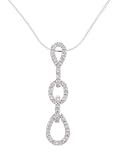 Sterling Silver Pave Style Loop Necklace with 18 inch Snake Chain