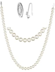 Single Strand Fresh Water Pearl Necklace in 14K White Gold